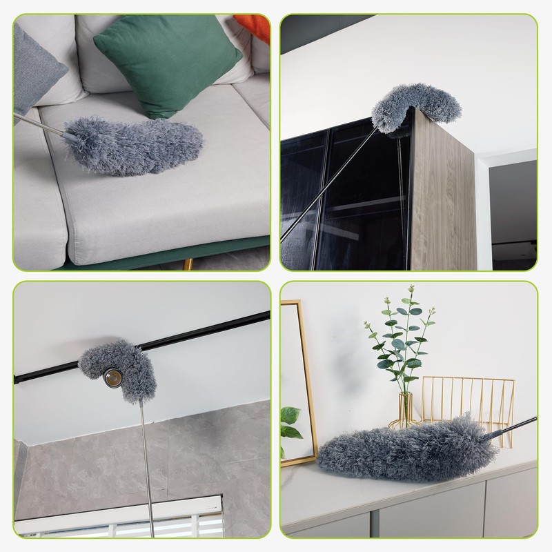 IVYROLL Duster with Extension Pole for Cleaning (2 Microfiber Heads