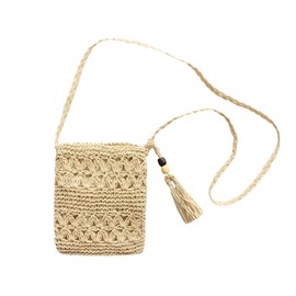 Lyivisk Strohtaschen Damen, Retro Strandtasche Damen Boho Stil, Quaste Strand Stroh Handtasche, Freizeit Umhängebeutel für Damenreisen und Urlaub