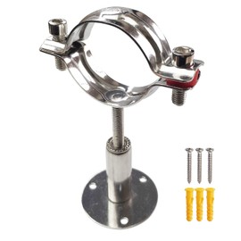 JENSWILL Wall Mount Ceiling Pipe Support 304 Stainless Steel Adjustable Ceiling Pipe Bracket Clamp Pipe Straps Fit for Dia 57mm 2 inch Pipe Tube with Screws