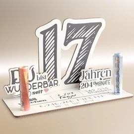 17 Geburtstag - 17 Jahre 3D-Holzkarte | Geldgeschenke, 17 Geburtstag Mädchen, 17 Geburtstag Jungen, 17 Geburtstag, 17. Geburtstag Mädchen, 17 Geburtstag Deko, 17. Geburtstag Jungen
