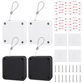 BAIFULAI Automatic Door Closer, Pack of 4 Automatic Door Closer with Drawstring, Door Closer Inner Door, No Drilling, Door Closer for Home, Office, Bedroom (Black, White) (1200G)