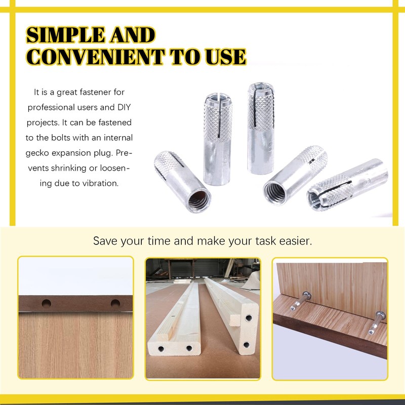 Mardatt 12 Pcs 3/8" Zinc Plated Metal Knurled Drop in