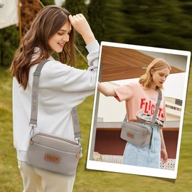 REETEE Women's Shoulder Bag Waterproof Nylon Small Handbag Women's with Many Compartments Crossbody Bags for Women, Small Women's Shoulder Bags with Adjustable Removable Wide Strap, gray