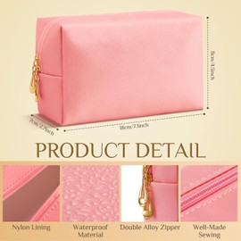 Cunno 50 Pcs Makeup Bag Bulk PU Leather DIY Cosmetic Plain Preppy Makeup Pouch Portable Waterproof Toiletry Bags for Women Travel Pencil Case Cosmetic Organizer (Multicolor)