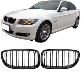 E90 E91 4 Door 09-11 Gloss Kidney Grille Double Bridge