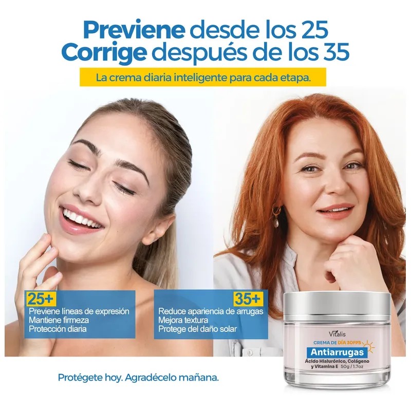 Vitalis Crema Antiarrugas FPS 30 – Reafirma, Hidrata y Protege