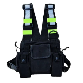 IRISFLY Radio Chest Harness Holder Vest Rig, Walkie Talkies Radio Chest Harness with Front Pouches and Zipper Bag