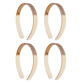3/4 Inch Clear Headband with Bright Gemstones - Set of 4-Bronze
