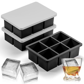 Bandeja grande para cubitos de hielo para tapas, 3 paquetes, molde de cubitos de hielo cuadrados ...