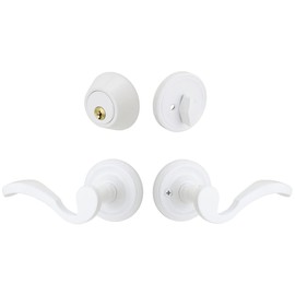 FPL Bordeaux Passage Left Hand Lever Set and Atlantis Deadbolt - White Powder Coat (WPC)