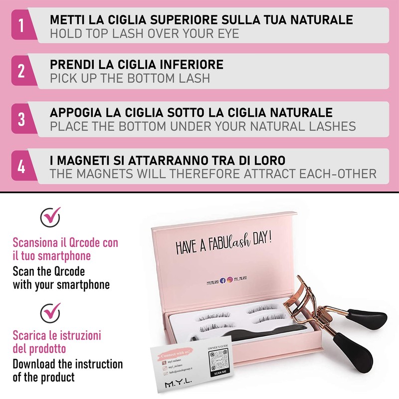 M.Y.L Push Up Angel Reusable Magnetic Eyelashes, Set of 4