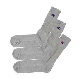 Champion CMSCY002/CMSCH002 Men's High Socks, Plain Socks, 3-Pair Set, Half Pile, One Point Logo, Full Length Socks, heathered grey, 27.0 to 29.0 cm