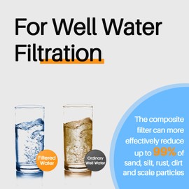 PUREPLUS 1-Stage Whole House Water Filter, with Iron Manganese Reducing Water Filter, for Well Water, 10"x4.5" Universal Housing
