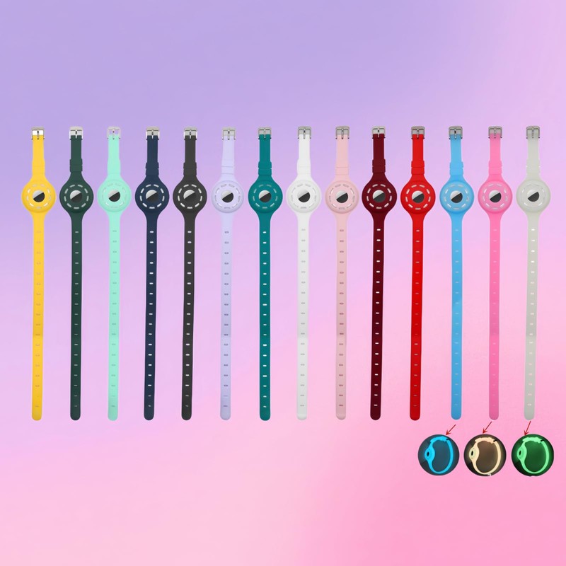 LiRui.R Airtag Protector Silicone Luminous Collar Adjustable Loss Prevention Eye-catching