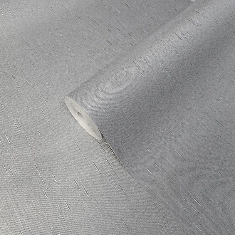 Modern Gray Silver Metallic Faux Fabric Textured Stria Lines Texture