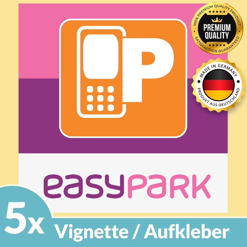 5 x EASYPARK Easy Park Rear Glass Sticker Ticket Sticker