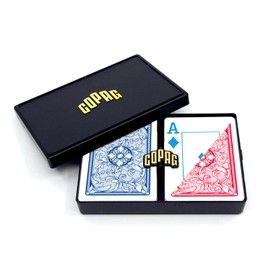 Copag 4-Color Legacy Design 100% Plastic Playing Cards, Poker Size Jumbo Index Red/Blue Double Deck Set