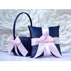 Flower Girl Basket and Ring Bearer Pillow Set in Navy