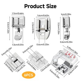 6-Piece Sewing Machine Presser Foot Set, Multifunctional Presser Foot, Stainless Steel and Plastic Sewing Foot, Sewing Accessories for Singer Toyota Janome Elna New Home Babylock Brother W6 Pfaff