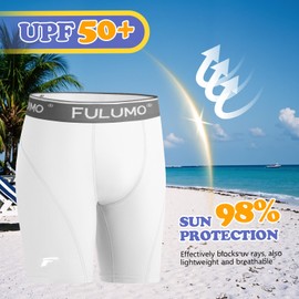 FULUMO Boys'Swim Jammers Youth Quick Dry UPF 50+ Sun Athletic Swimming Shorts for Competitions Water Sports White