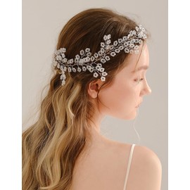 Denifery Bride Wedding Hair Vine Crystal Wedding Headband Bridal Headpiece Hair Jewelry for Brides and Bridesmaids (Gold)