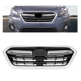 HECASA Grille Assembly Compatible with 2018-2019 Subaru Outback Bumper Grill Silvery+Black Replacement for 91121AL16B SU1200173