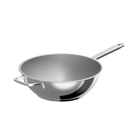 Berghoff Helix 12in Wok Pan 5.6qt. Recycled 18/10 Stainless Steel Stay-cool Handle Induction Pan Fast Heating Oven Safe