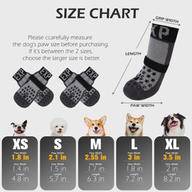 EXPAWLORER Anti Slip Dog Socks to Prevent Licking Paws - Dog Booties for Hardwood Floors, Pet Paw Protectors with Grippers for Winter Outdoor, Dog Boots Shoes for Small Medium Large Dogs,Stars Grey XL