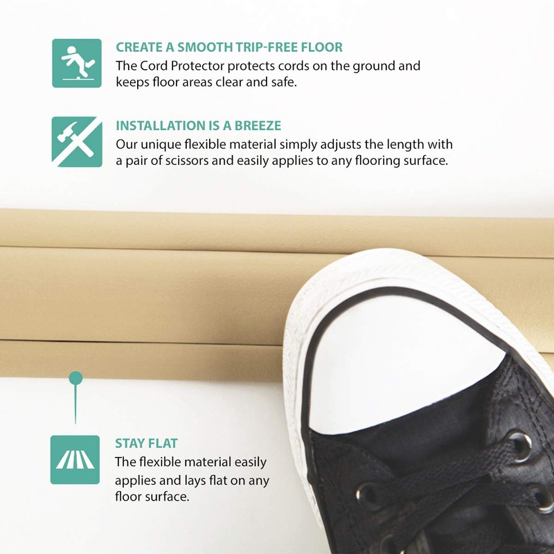 UT Wire 3-Channel Cord Protector & Concealer for Floor -