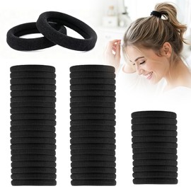 Elastici per capelli da ragazza, 6 mm, confezione da 50 elastici per capelli spessi 4 cm, per donne e ragazze, elastici per coda di cavallo, colore: nero
