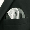 SHLAX&WING Men's Paisley Stripe Grey Silver Silk Pocket Square, gray
