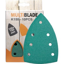 Multiblade Professional Velcro Sanding Sheets 100 x 150 mm, Pack of 10, Grit 150, 7 Holes, for Wood and Metal, Professional Quality, for Delta Sanders, Sanding Pads