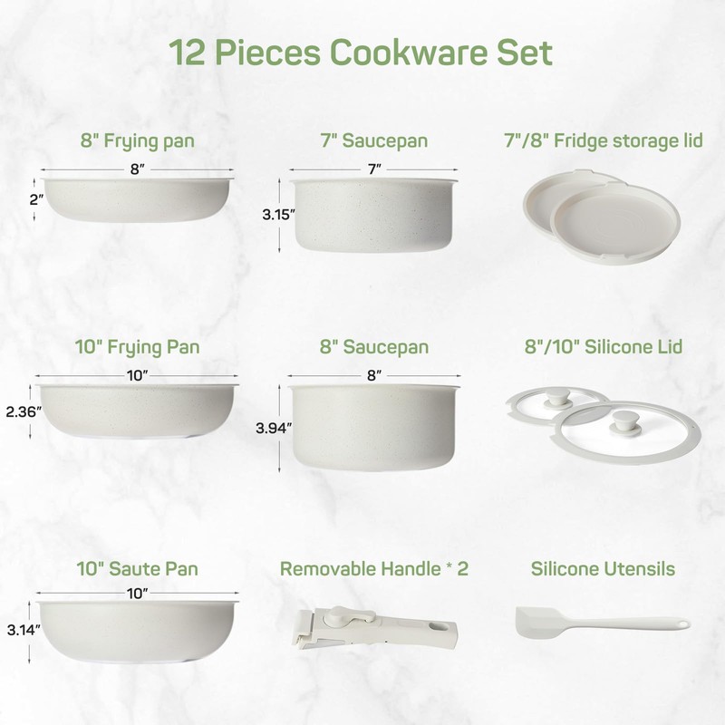 Pots and Pans Set Non Stick, 12-Piece Induction Kitchen Cookware,