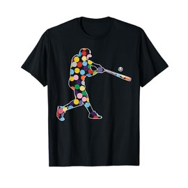 Dot Art Baseball Player Dots Men Boys Kids T-Shirt