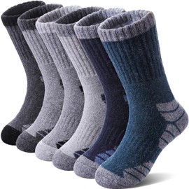 Kids Merino Wool Hiking Socks Boys Girls Toddlers Thermal Winter Warm Boot Thick Cushion Gift Socks 6 Pairs （6 Pairs Mix Color B，8-12 Years）