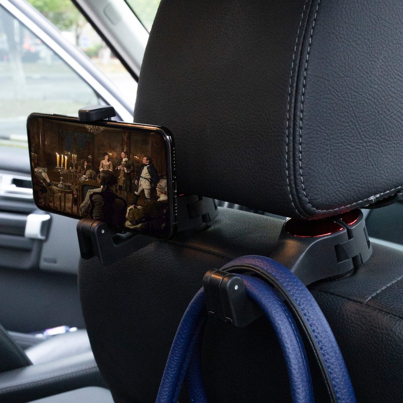 Amooca Car Seat Hooks for Purses and Bags with Phone