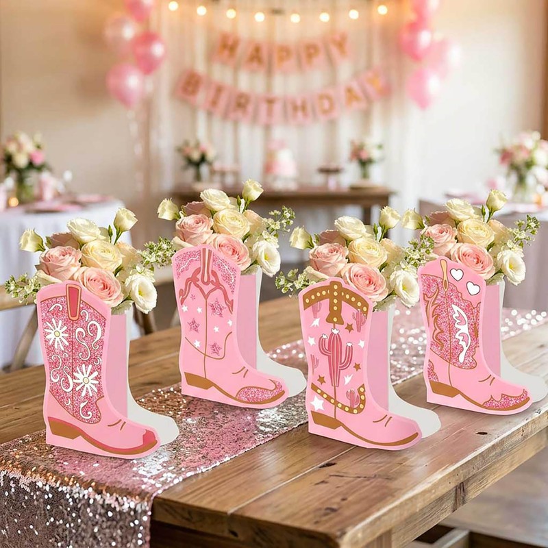 12 Set Western Cowgirl Boots Flower Boxes Centerpiece Boot Shape