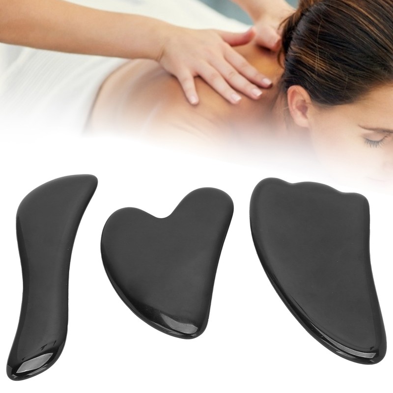 Professional Obsidian Face Massage Gua Sha Tool Portable Body Therapy