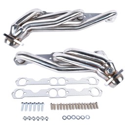 TEKKOAUTO Short Tube Headers Stainless Steel Replacement for Chevy C1500 C2500 GMC Blazer Tahoe 305 350 5.0L 5.7L