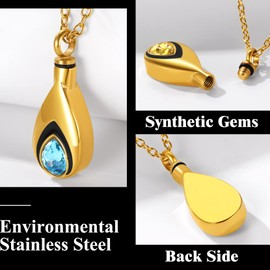Richsteel Cremation Necklace Crystal Pendant Gold Chain Ruby Birthstone July Jewellery Memory Ashes Necklaces for Women Girls