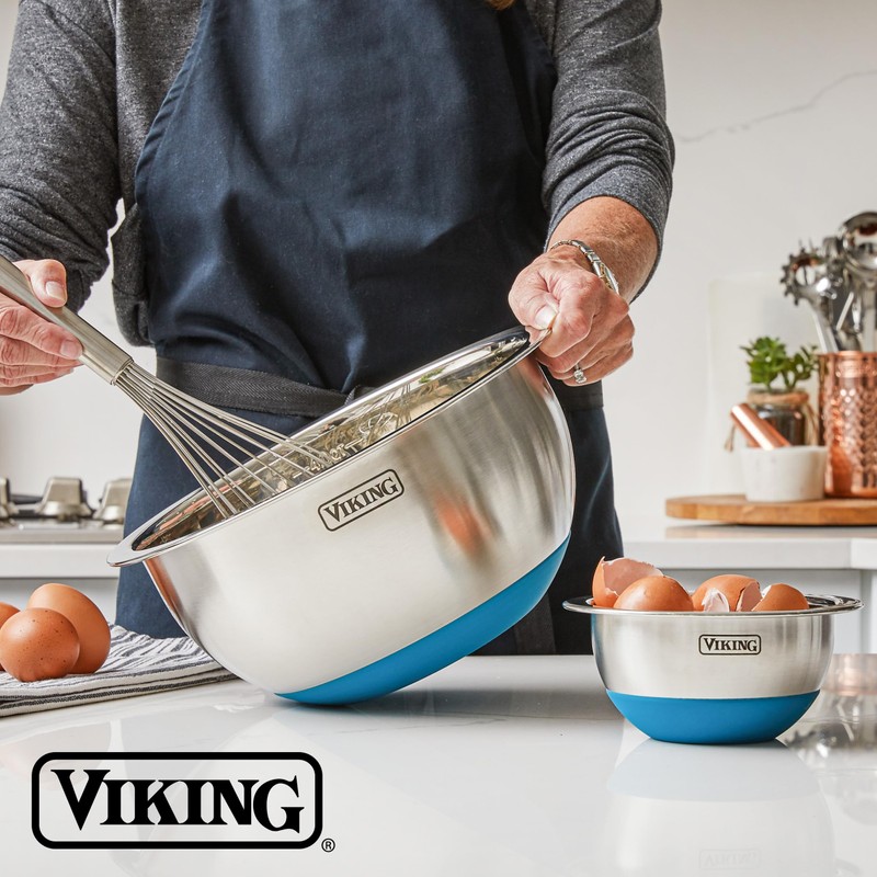Viking Mixing Bowls Set, 10 Piece Stainless Steel Kitchen Cookware,
