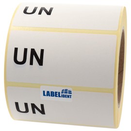 Labelident Dangerous Goods Stickers 100 x 50 mm – UN (Hand Inscription) – 1,000 Hazardous Goods Labels on 1 Roll (s), 3 Inch (76.2 mm) Core, Paper White/Black