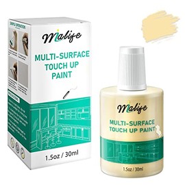Multi-Surface Touch Up Paint, Waterproof and Quick Drying, Brush in Bottle, for Appliance and Home Repairs, Walls, Porcelain, Satin Finish, Tub, Cabinets, Furniture, Metal, Super Adhesion, 1.5 Fl Oz(Beige Yellow)