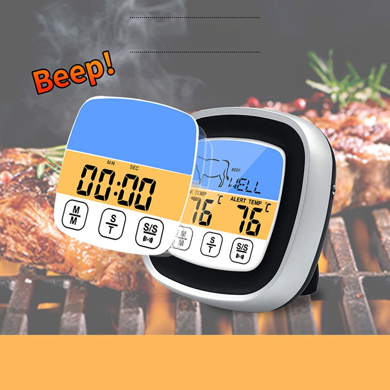BBQ Thermometer 2 Alarm Mode Touch Screen Backlight Function Meat