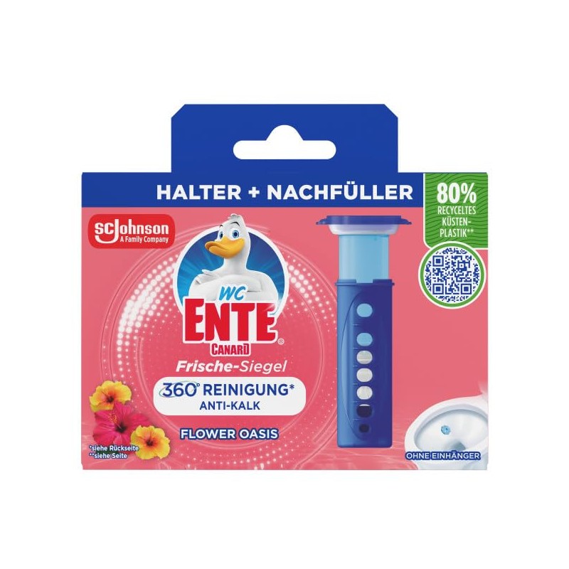 WC-Ente Frische-Siegel Starter-Set (inkl. 1 Nachfüller), körbchenloser WC-Reiniger, Büten-Oase Duft,