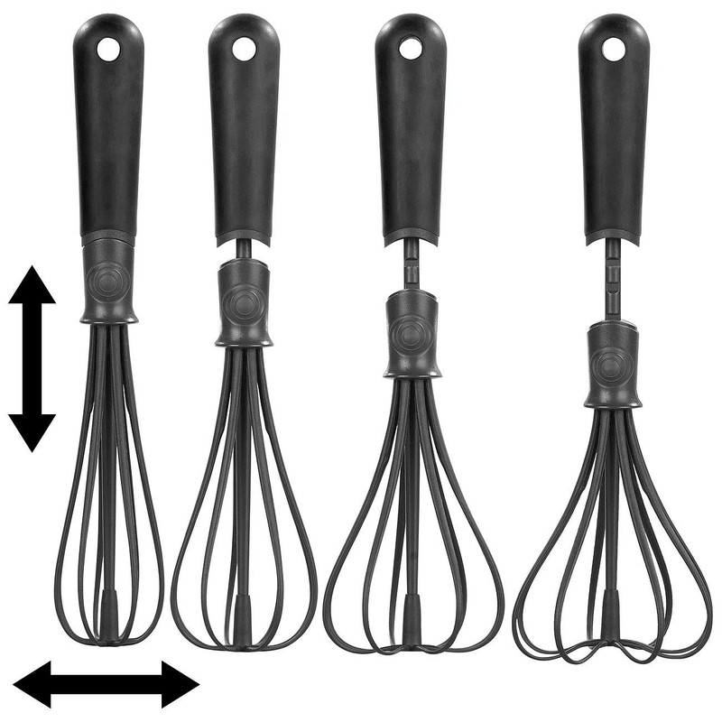 Rosenstein & Söhne Quirlbesen: 2er-Set flexible Schneebesen, verstellbare Breite (Plastik