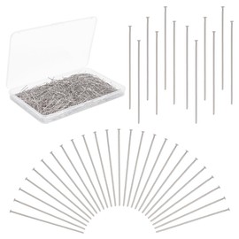 PH PandaHall 1500pcs Head Pins, 40mm Flat Head Pins 304 Stainless Steel Jewelry Making Pins 0.7mm(21 Guage) Beading Pin for DIY Charm Earrings Braceles Necklaces Crafts Jewelry Making