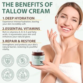 Liefiet Beef Tallow for Skin, 4.2oz Tallow and Honey Balm, Face Moisturizer and Nourishes Body, Grass Fed Whipped Beef Honey Cream Reduces Irritation Skin and Sensitivity