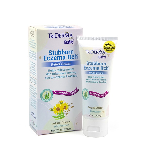 TriDerma Baby Stubborn Eczema Itch Relief Cream Soothing for Sensitive Skin 2.2 Ounces