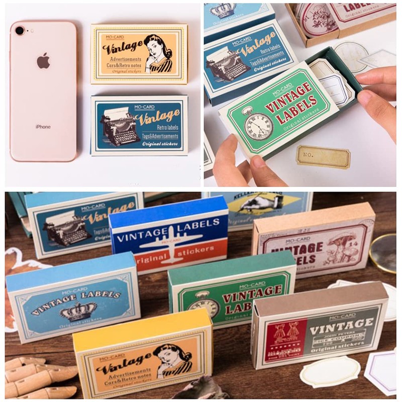 TNYKER 60pcs Antique Retro Mini Memo Junk Journal Collage Notebook